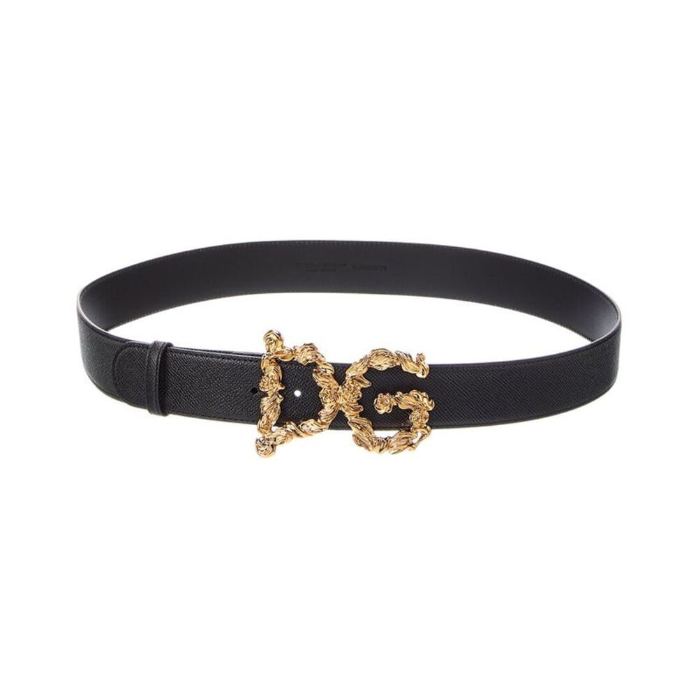Dolce & Gabbana Dg Logo Leather Belt, Black